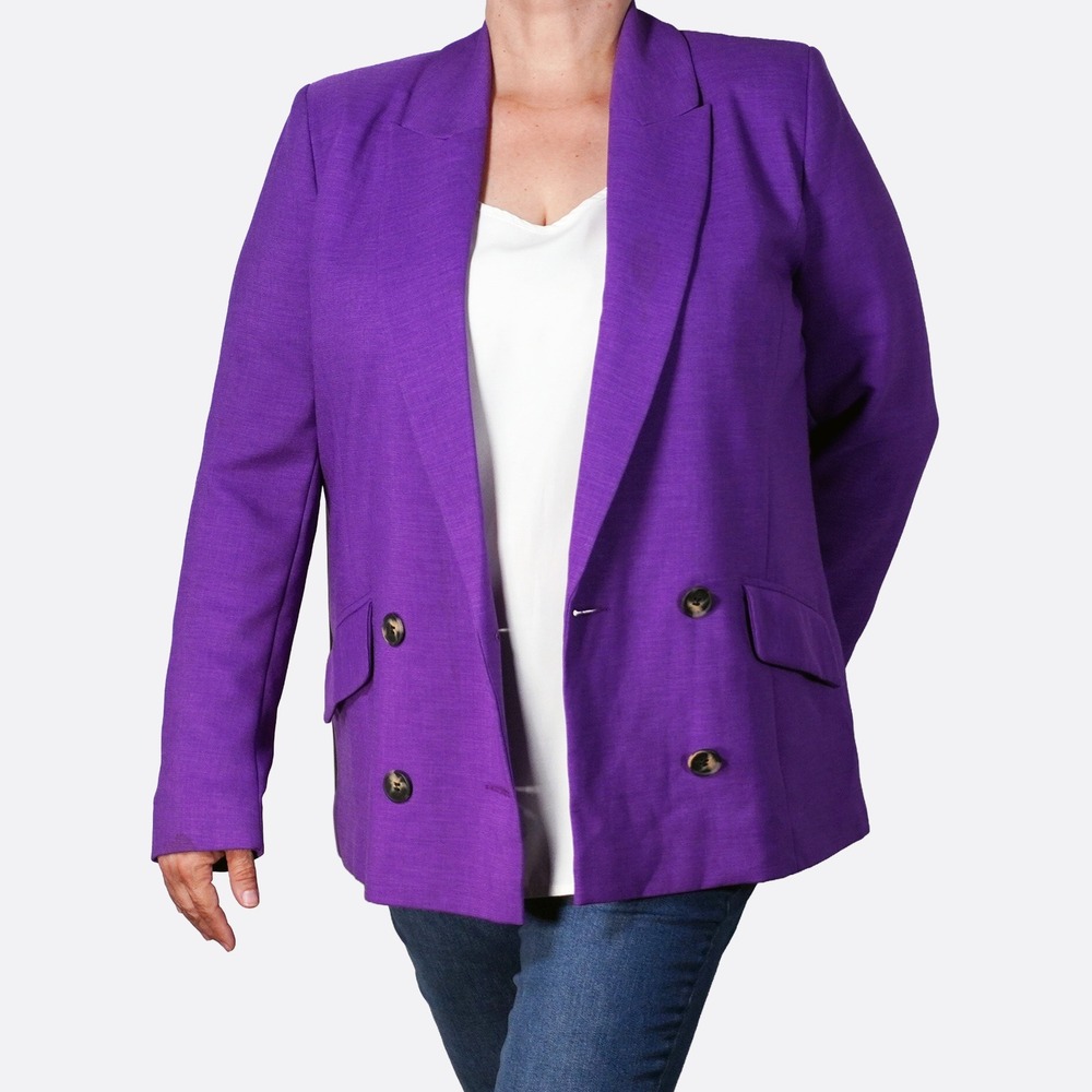 River Island Double Breasted Textured Purple Blazer L/XL